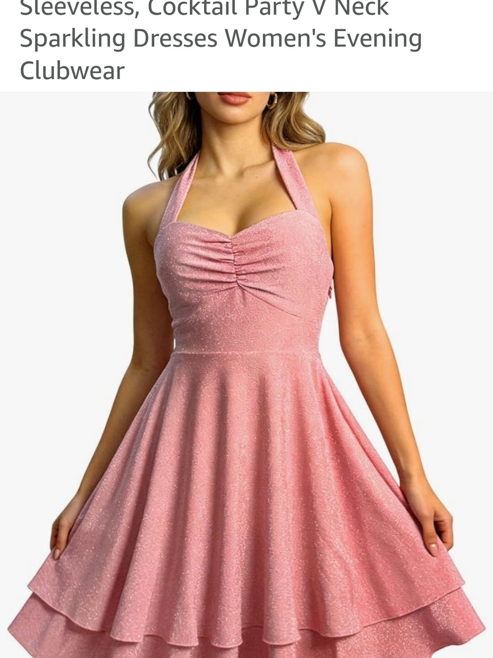 Sparkling Pink Halter Mini Dress